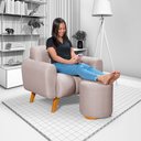 Ver imagem 3 de Poltrona Dallas com Puff em Linho Pes em Madeira: Creme