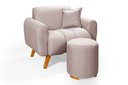 Ver imagem 1 de Poltrona Dallas com Puff em Linho Pes em Madeira: Creme