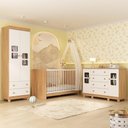 Ver imagem 2 de Quarto de Bebê Completo com Berço 3 em 1 com Colchão Incluso Sol Multimóveis Mp4546 Madeirado/