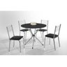 Conjunto de Mesa Redonda com Tampo de Vidro 90cm Preto Liz Laura Cromado com 4 Cadeiras - 1