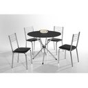 Ver imagem 1 de Conjunto de Mesa Redonda com Tampo de Vidro 90cm Preto Liz Laura Cromado com 4 Cadeiras