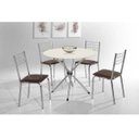 Ver imagem 1 de Conjunto de Mesa Redonda com Tampo de Vidro 90cm Liz Laura Cromado com 4 Cadeiras Off White