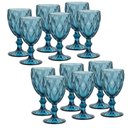 Ver imagem 4 de Conjunto 12 Taças de Vidro Azul Diamond 350ml Drinks Sucos Refrigerantes Águas Copo Cálice
