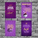 Ver imagem 1 de Kit 4 Placas Decorativas Benefícios do Açaí 18x27cm