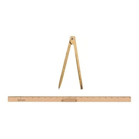 Kit Geométrico do Professor Mdf/Pinus Com Régua 1 Metro e 1 Compasso Para Giz 40 cm Souza