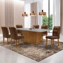 Ver imagem 1 de Mesa para Sala de Jantar Aida 180cm Mdf Canto Copo com Vidro e 6 Cadeiras Carol