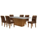 Ver imagem 2 de Mesa para Sala de Jantar Aida 180cm Mdf Canto Copo com Vidro e 6 Cadeiras Carol