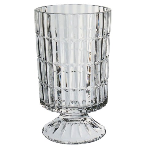 Vaso Decorativo Enfeite Planta Redondo com Pé Vidro 10x17x17cm Transparente