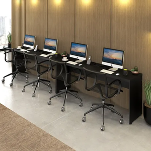 Mesas de Escritório Plataforma 4 Lugares Modelo Side To Side - 3,60 X 0,45 com Caixa Tomada - Preto