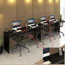 Ver imagem 3 de Mesas de Escritório Plataforma 4 Lugares Modelo Side To Side - 3,60 X 0,45 com Caixa Tomada - Preto