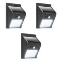 Ver imagem 1 de Kit 3 Arandela Externa de Parede Luminária Solar Luz 30 LED 6W com Sensor de Movimento Preto