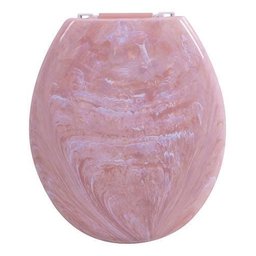 Assento Privada Almofadado Tampa Vaso Sanitário Marmorizado Cor:Rosa - 2