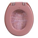 Ver imagem 3 de Assento Privada Almofadado Tampa Vaso Sanitário Marmorizado Cor:Rosa
