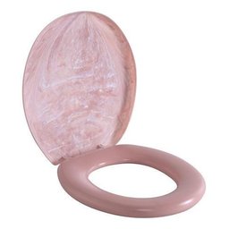 Assento Privada Almofadado Tampa Vaso Sanitário Marmorizado Cor:Rosa - 1