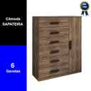 Ver imagem 3 de Cômoda Sapateira Multiuso Reforçada 1 Porta 6 Gavetas Rústico