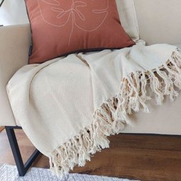 Manta de Sofá 100% Algodão Cru 1,40 X 2,40 - 2