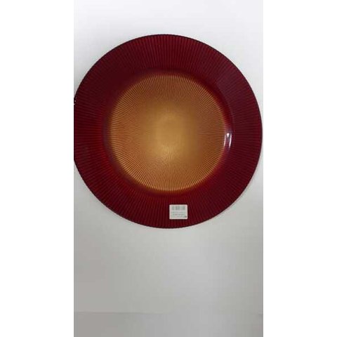 Prato Luci Vermelho com Ouro 34 cm