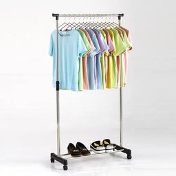 Arara Simples Roupas Regulável Com Sapateira Aço Inox - 2