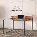 Ver imagem 1 de Escrivaninha Industrial 100cm Mart Home Mh21Ae com Nichos Amadeirado Escuro