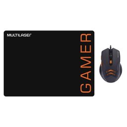 Mouse Gamer Multilaser 3200DPI 6 Botões Preto/Laranja com Mouse Pad - MO274 - 3