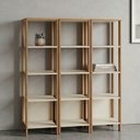 Ver imagem 1 de Kit 3 Estantes para Livros 5 Prateleiras 135CMX33CM Office Branco/Freijo/Off White