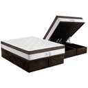 Ver imagem 1 de Cama Box Baú Queen: Colchão Molas Anjos MasterPocket Ensacadas New King + Base CRC Suede Brown(158x1