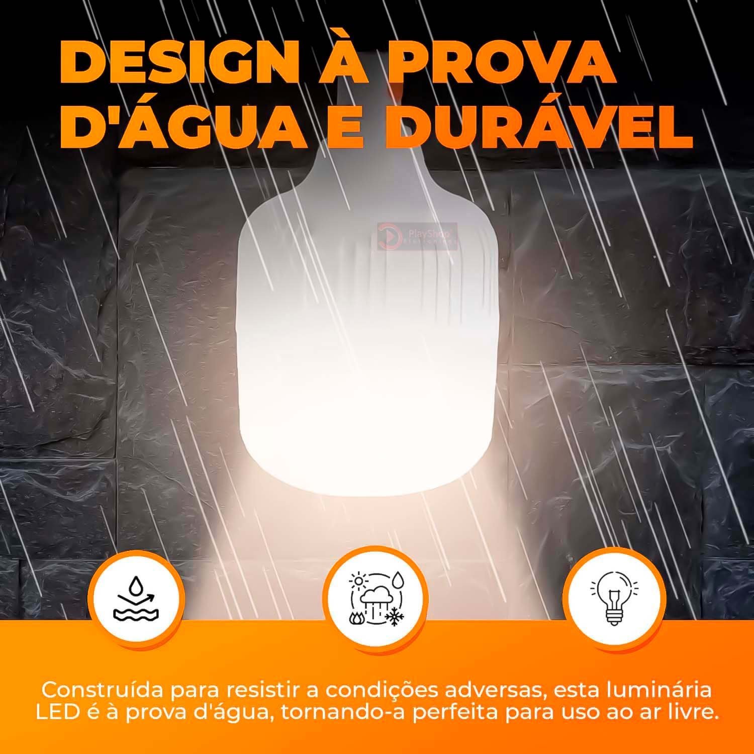 Luminária de Emergência Recarregável 48w Lâmpada em Led de À Prova D'água Usb - 7