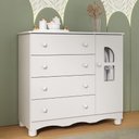Ver imagem 1 de Cômoda Infantil 95cm 1 Porta com Vidro e 4 Gavetas Aurora Multimóveis Mp4499 Branco