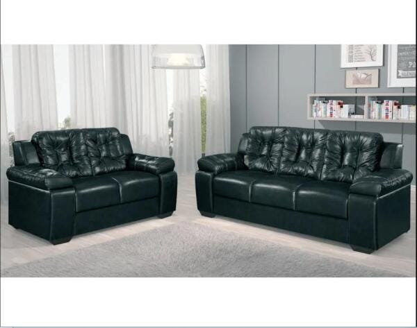 Conjunto Sofá 2 e 3 Lugares Rondomóveis 240 - Corino Preto - 1