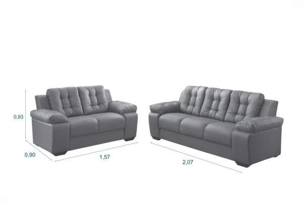 Conjunto Sofá 2 e 3 Lugares Rondomóveis 240 - Corino Preto - 3