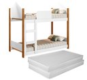 Ver imagem 1 de Cama Infantil Beliche Magia para Crianças Quarto Grade Proteção Escada com 2 Colchões Cor Branco