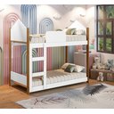 Ver imagem 2 de Cama Infantil Beliche Magia para Crianças Quarto Grade Proteção Escada com 2 Colchões Cor Branco