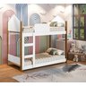 Cama Infantil Beliche Magia para Crianças Quarto Grade Proteção Escada com 2 Colchões Cor Branco - 2