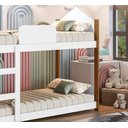 Ver imagem 4 de Cama Infantil Beliche Magia para Crianças Quarto Grade Proteção Escada com 2 Colchões Cor Branco