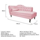 Ver imagem 3 de Kit Diva Recamier Diana 140cm Lado Direito e 02 Poltronas Classic Suede Rosa Bebê - ADJ Decor