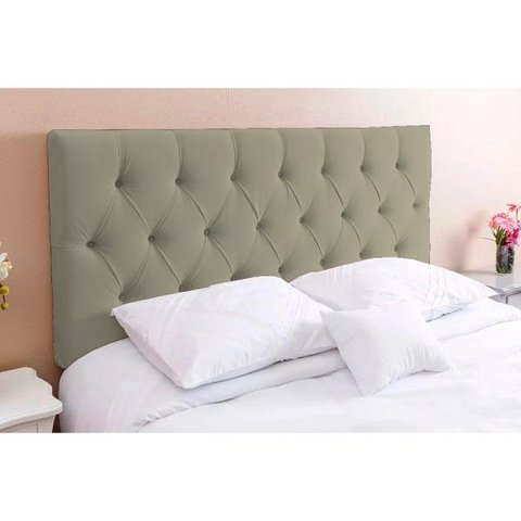 Cabeceira Santo Box Suede Bege 123x88x10