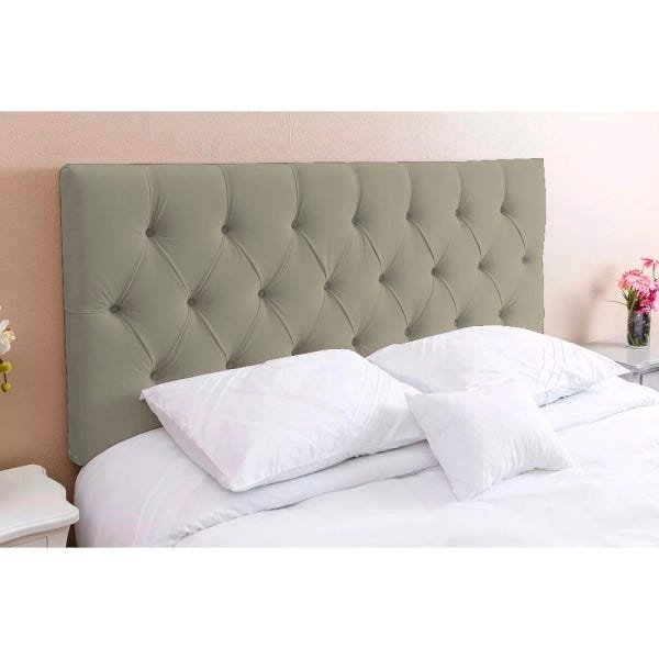 Cabeceira Santo Box Suede Bege 123x140x10 - 1