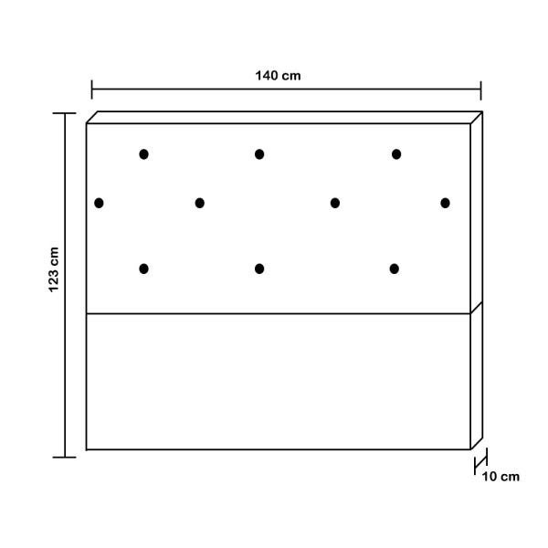 Cabeceira Santo Box Suede Bege 123x140x10 - 2