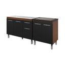 Ver imagem 1 de Armário Cozinha Gabinete Pia de 120 Cm com Balcão Cooktop 4 Bocas Savana Frente Preta