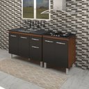 Ver imagem 2 de Armário Cozinha Gabinete Pia de 120 Cm com Balcão Cooktop 4 Bocas Savana Frente Preta