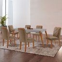 Ver imagem 1 de Mesa de Jantar Copper 180cm Tampo Mdf Vidro Canto Copo e 6 Cadeiras Melissa