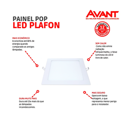 Painel Led Avant Pop Embutir Quadrado 18w 22cm 6500k Bivolt - 4