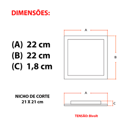 Painel Led Avant Pop Embutir Quadrado 18w 22cm 6500k Bivolt - 5
