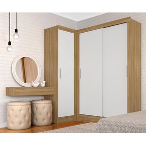 Guarda Roupa Modulado Porta de Correr Anne Bor/bran - Móveis Arapongas Boreal/branco