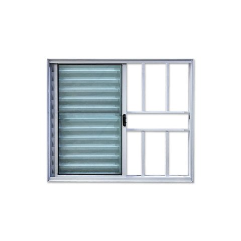 Janela Veneziana 3 Folhas com Grade Alumínio Branco 100x150 Linha Esmeralda