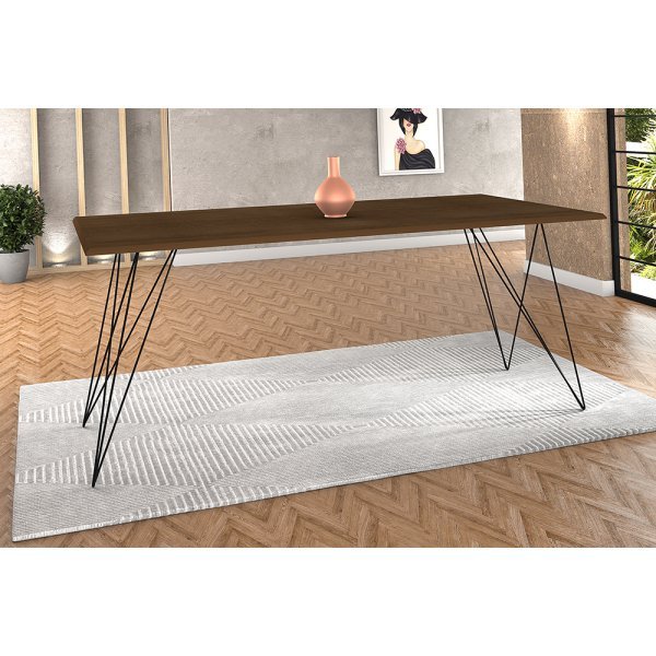 Mesa de Jantar Trama Plus Base Preto com Tampo Amêndoa 150x90 - New Green - 1
