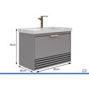 Ver imagem 3 de Gabinete Banheiro Suspenso Paraty c/Cuba 80cm Platina MGM
