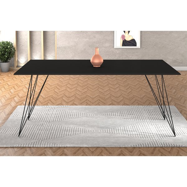 Mesa de Madeira Trama Plus Base Preta com Tampo Preto 150x90 - New Green - 2