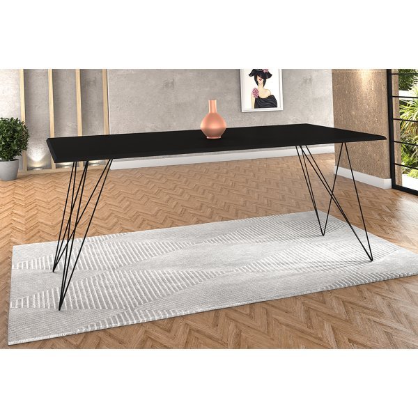 Mesa de Madeira Trama Plus Base Preta com Tampo Preto 150x90 - New Green - 1