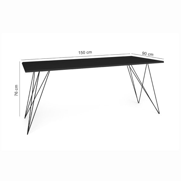 Mesa de Madeira Trama Plus Base Preta com Tampo Preto 150x90 - New Green - 5